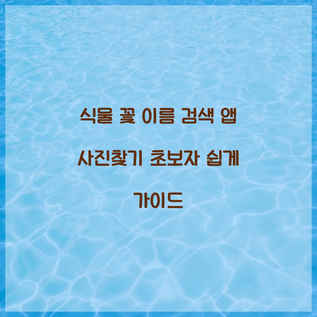 식물 꽃 이름 검색 앱