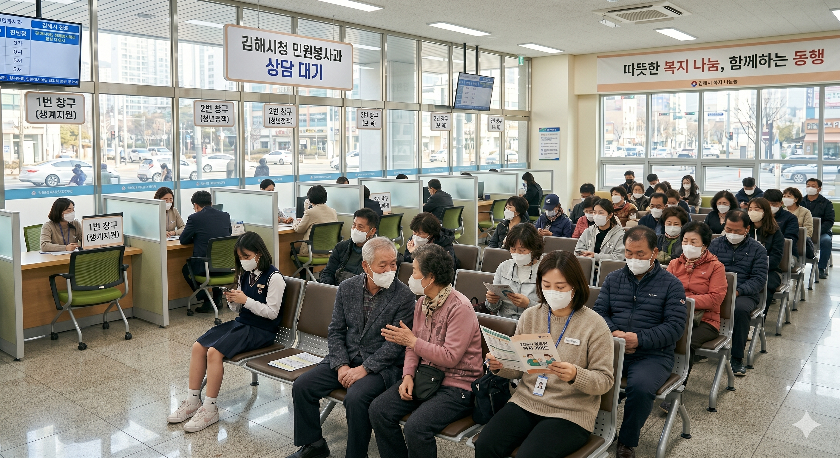 정부 청사에서 상담을 기다리는 시민들의 모습