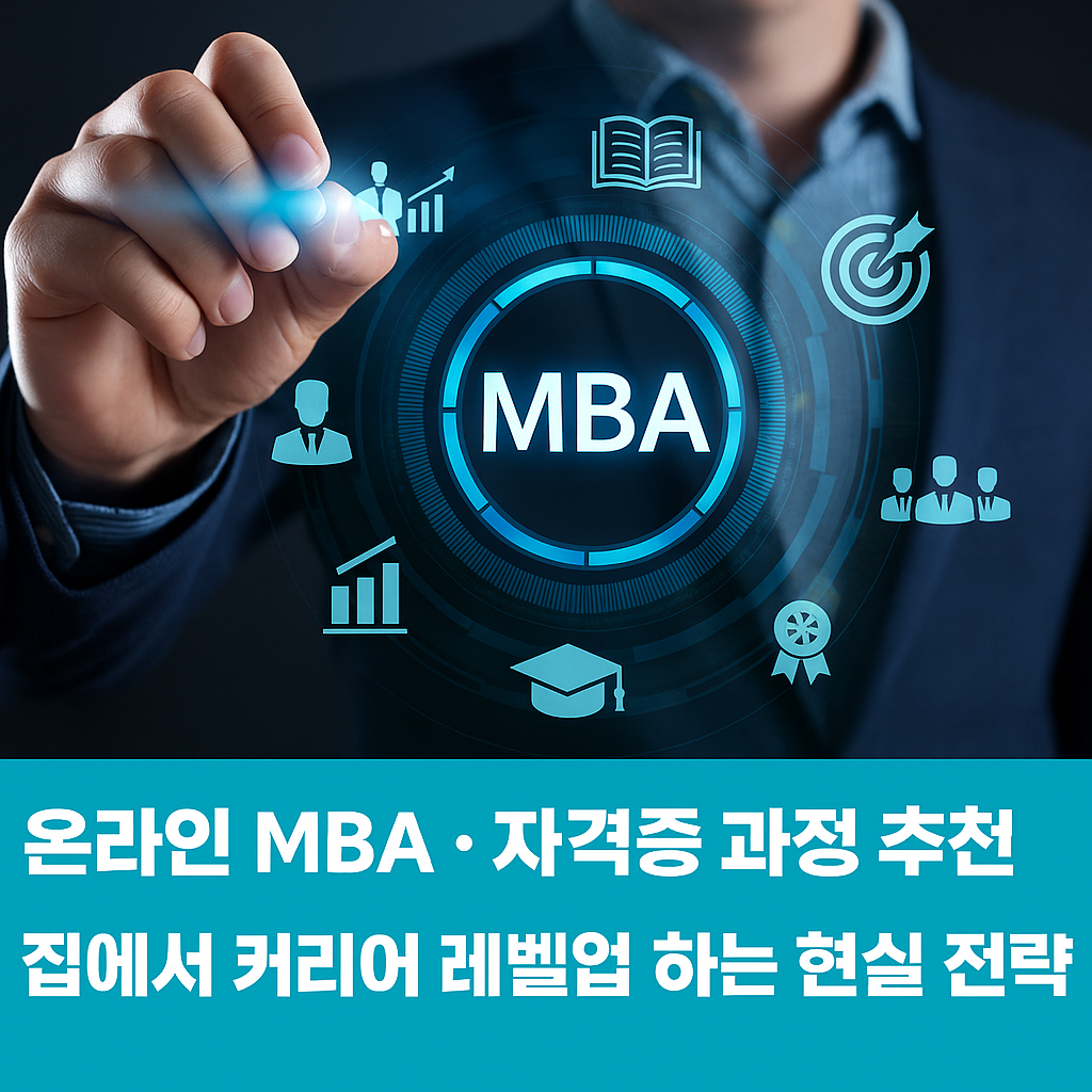 온라인 MBA 및 자격증 학습 중인 사람 이미지