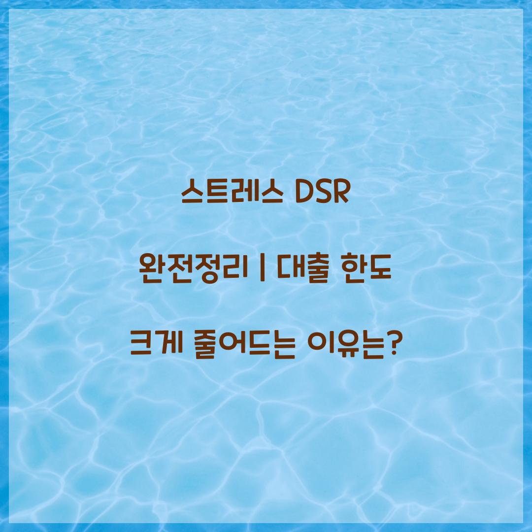 스트레스 DSR 완전정리