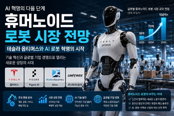 휴머노이드 로봇 시장 전망 : 테슬라 옵티머스와 AI 로봇 혁명의 시작요약