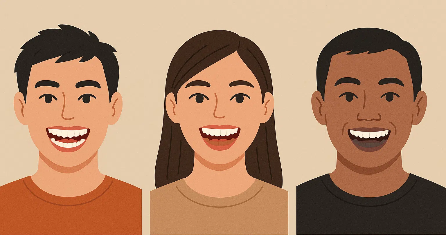 사람마다 다른 잇몸 색상 — 선홍빛 잇몸, 갈색빛 잇몸, 검은빛 잇몸