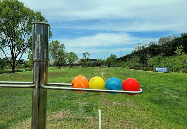 한겨울의 파크골프장 전경