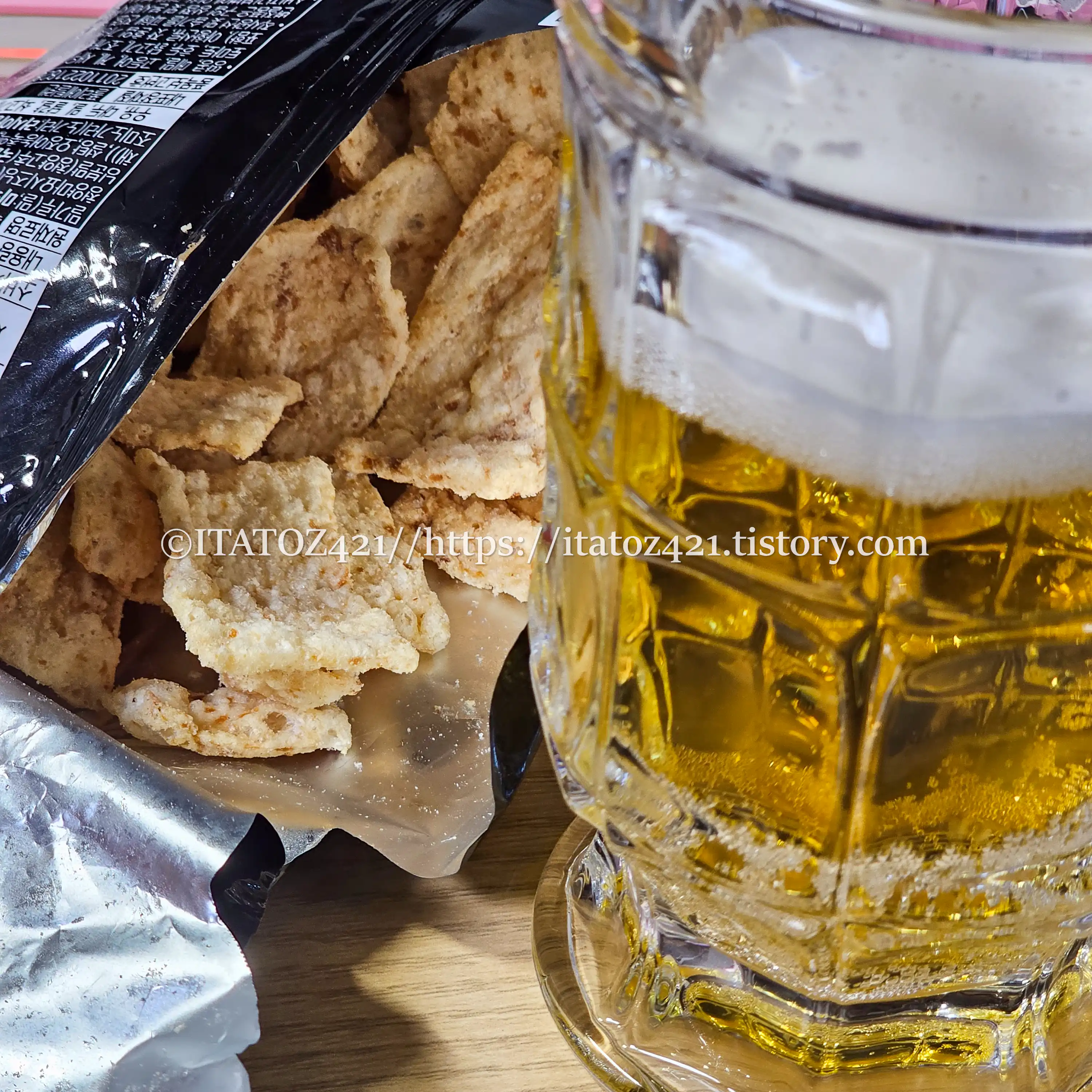 롯데 오잉 노가리 칩 청양마요맛 후기-GS25 스낵 리뷰 가성비 맥주 안주 버드와이저