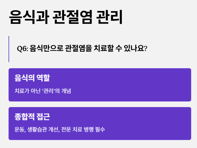 퇴행성 관절염 자주 묻는 질문 6 : 음식과 관절염