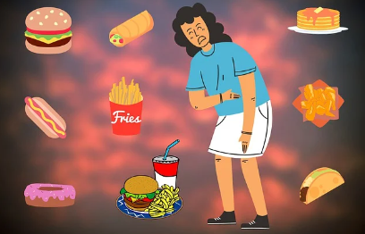 장염 먹어도 되는 음식, 먹으면 안되는 음식, 빨리 낫는 법과 관련하여 장염에 먹으면 안되는 음식들이 그려진 그림