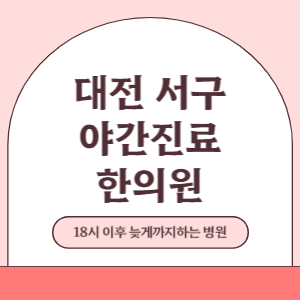 대전 서구 야간진료 한의원 병원 (18시 이후 늦게까지하는 병원)