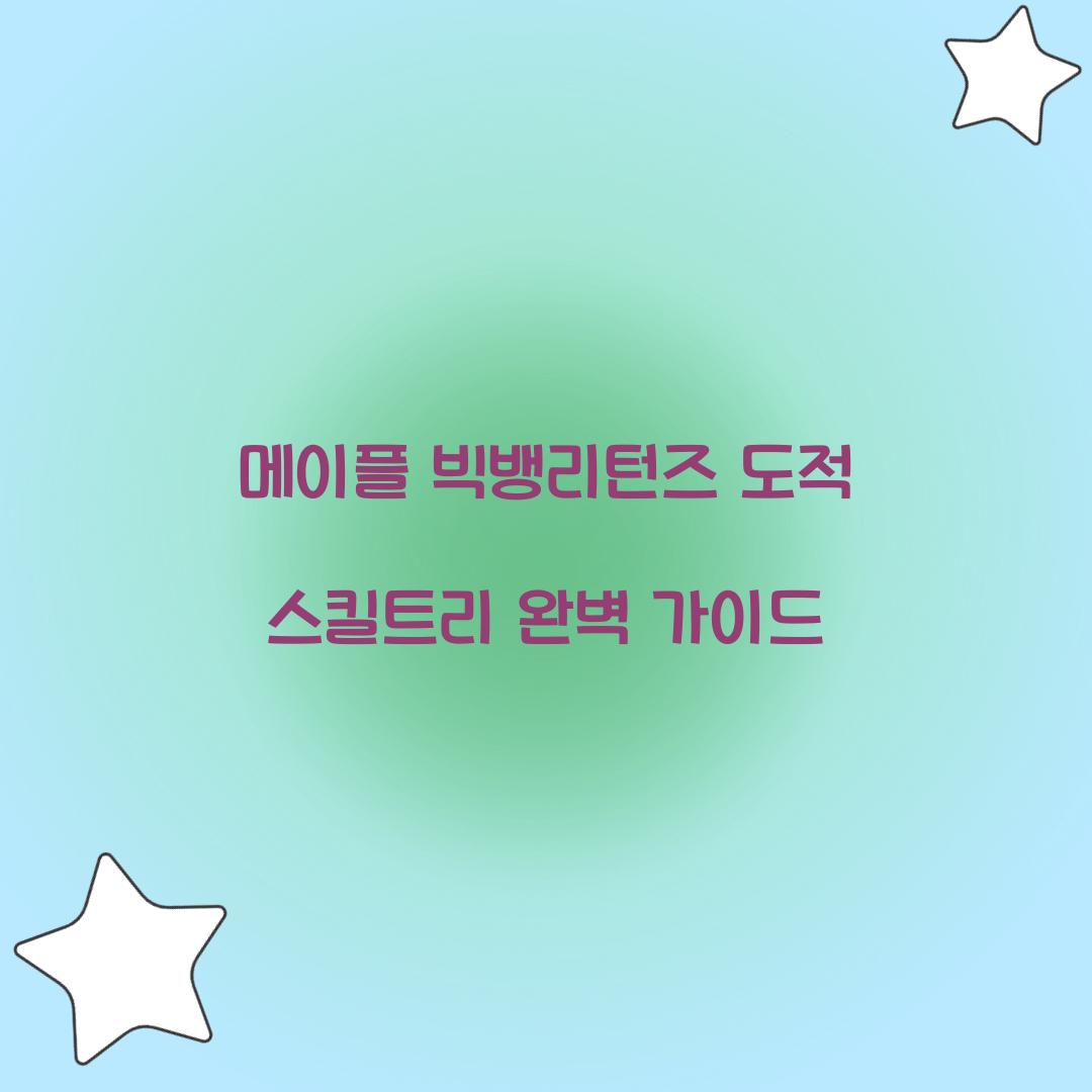 메이플 빅뱅리턴즈 도적 스킬트리