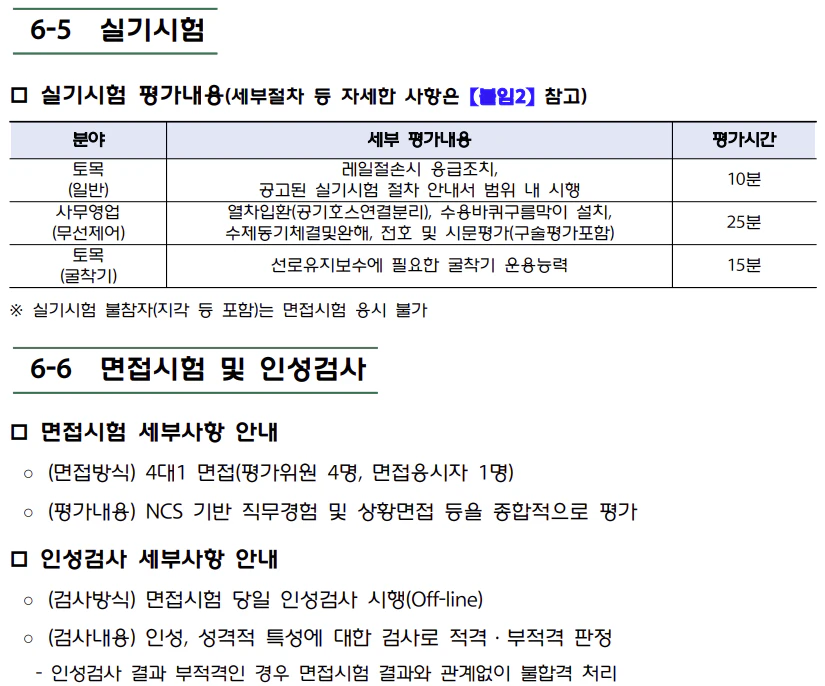 실기시험 및 면접시험
