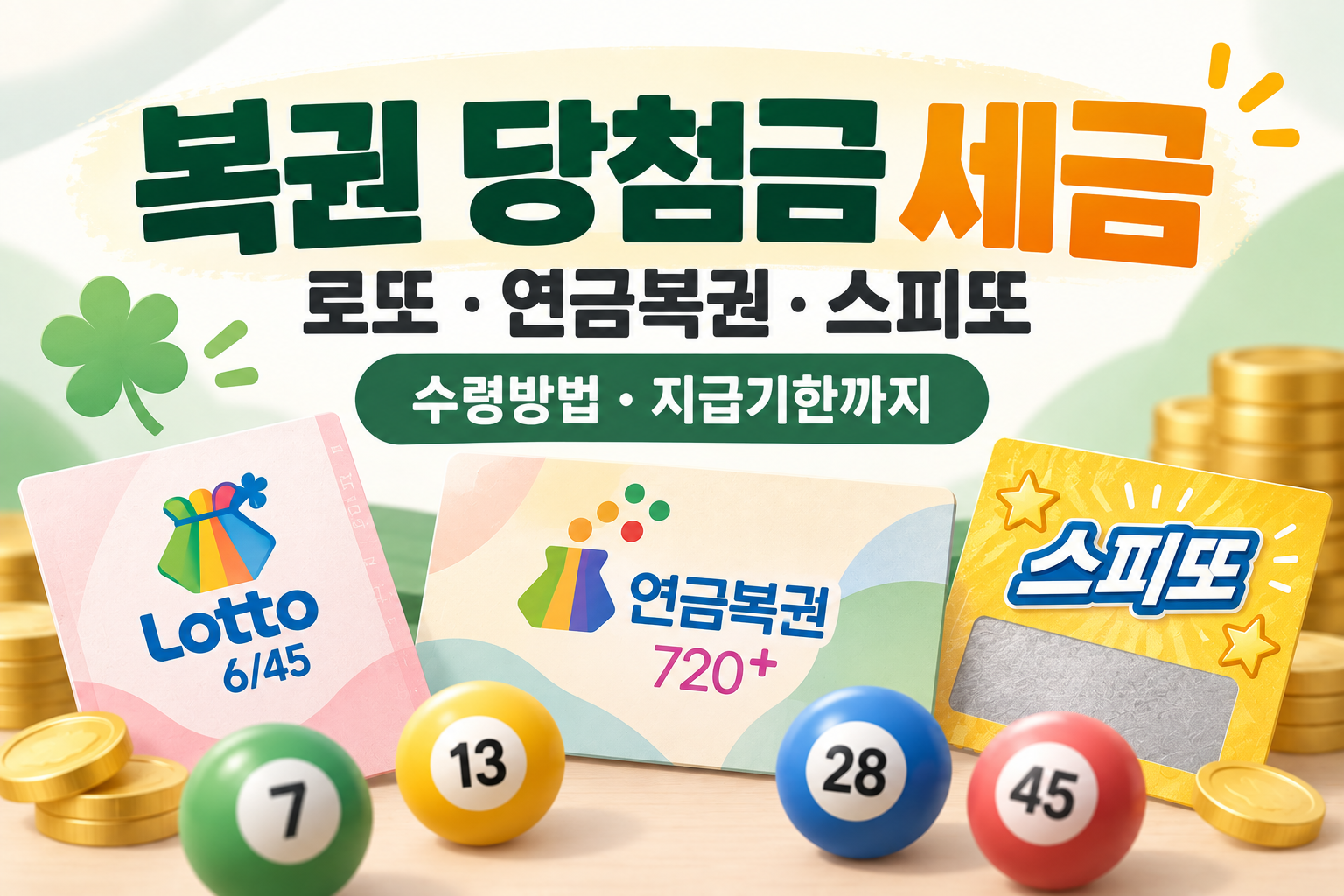 복권 당첨금 세금과 로또 연금복권 스피또 수령방법 및 지급기한 안내
