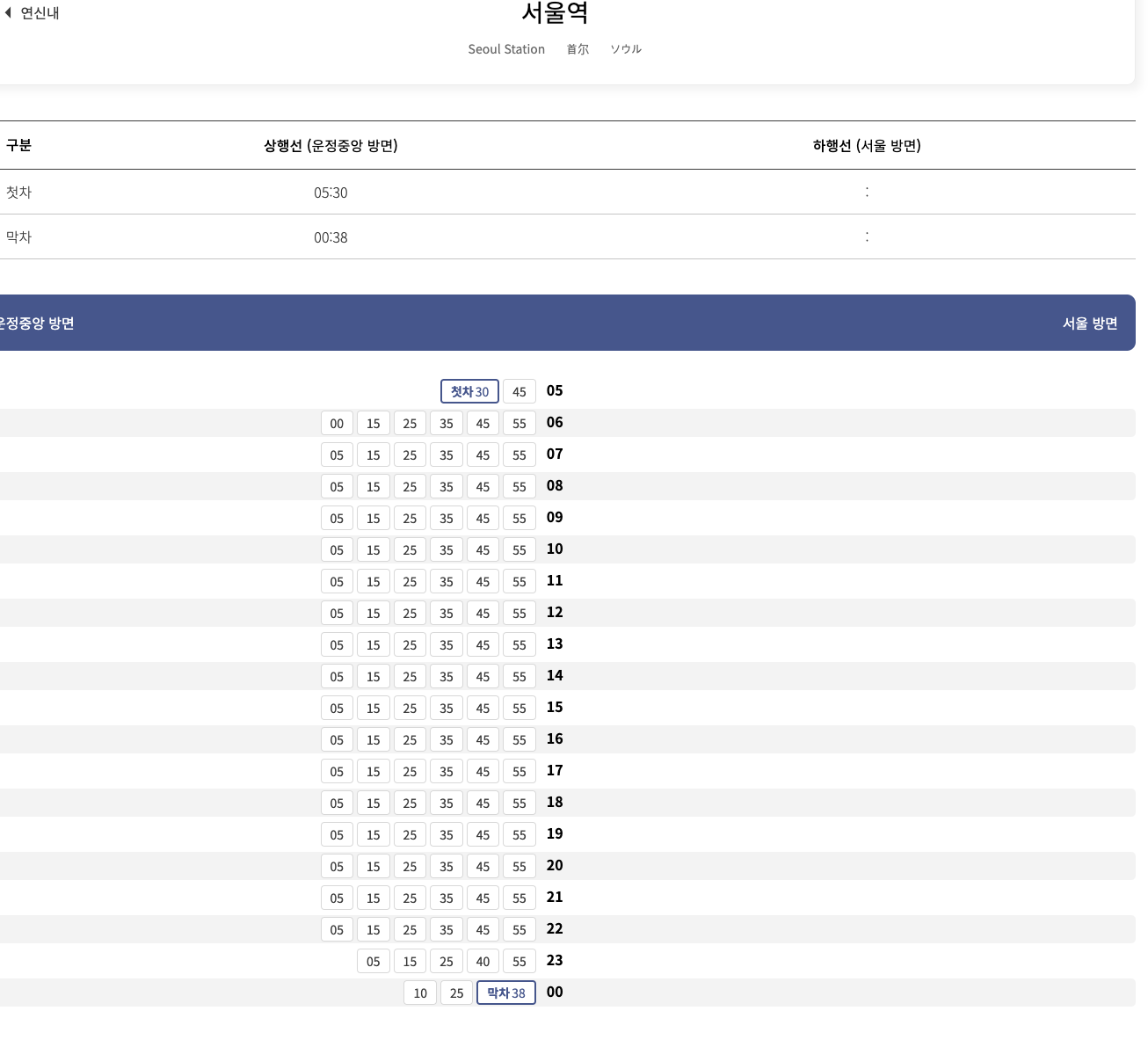 GTX A 노선 시간표 및 운임 정보