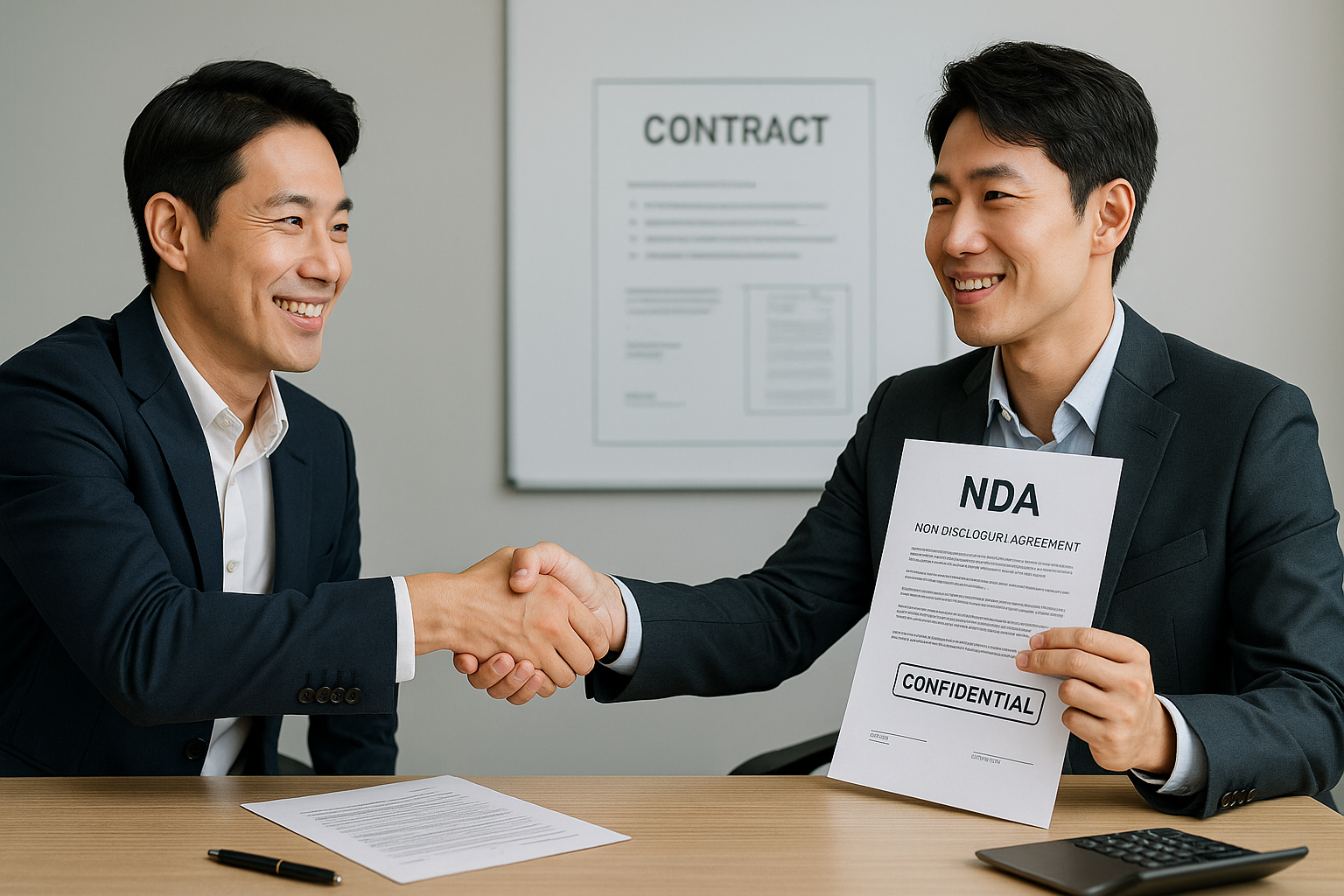 NDA 서명 후 악수