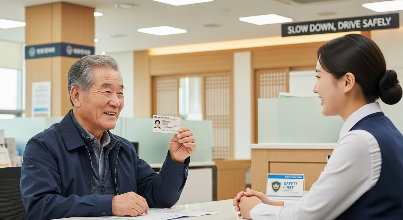 운전면허 반납 지원금을 신청하는 노인 모습