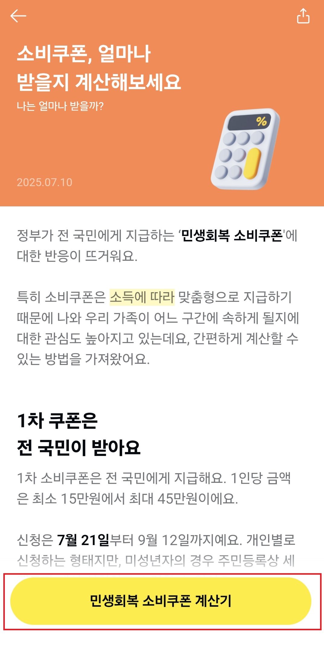 카오페이 소비쿠폰 계산기