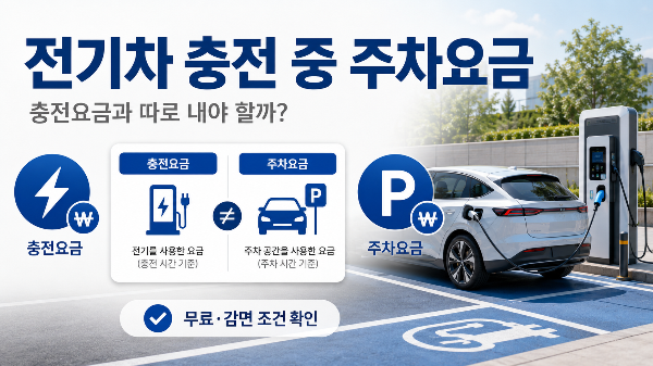 전기차 충전 중 주차요금과 충전요금의 차이를 안내하는 이미지