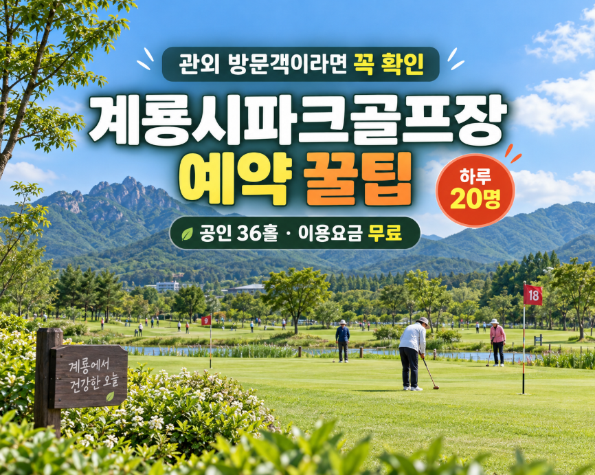 계룡시파크골프장 예약 꿀팁, 하루 20명만 들어가는 공인 36홀