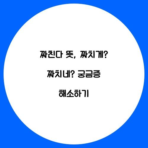짜친다 뜻 짜치게? 짜치네?