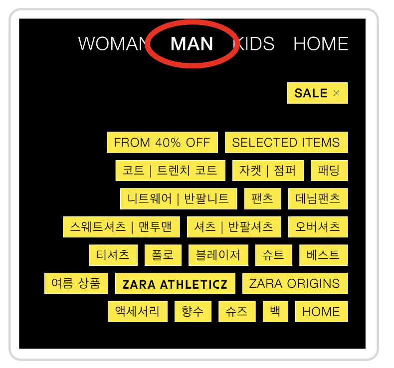 자라할인 남성복