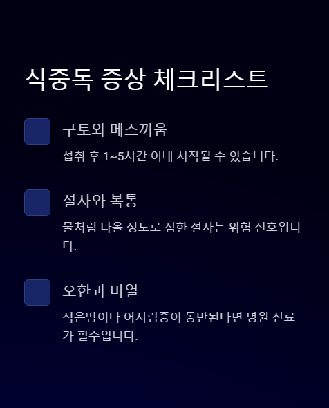 식중독 증상 체크리스트