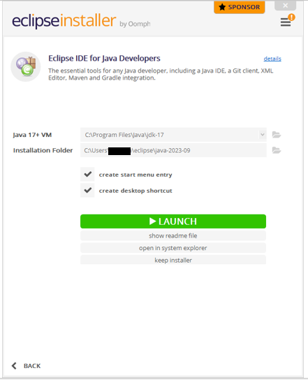 이클립스 설치 완료