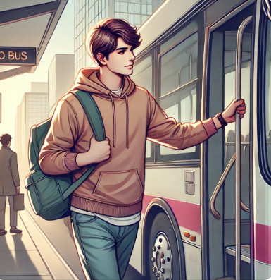 대중교통을 이용하는 청년