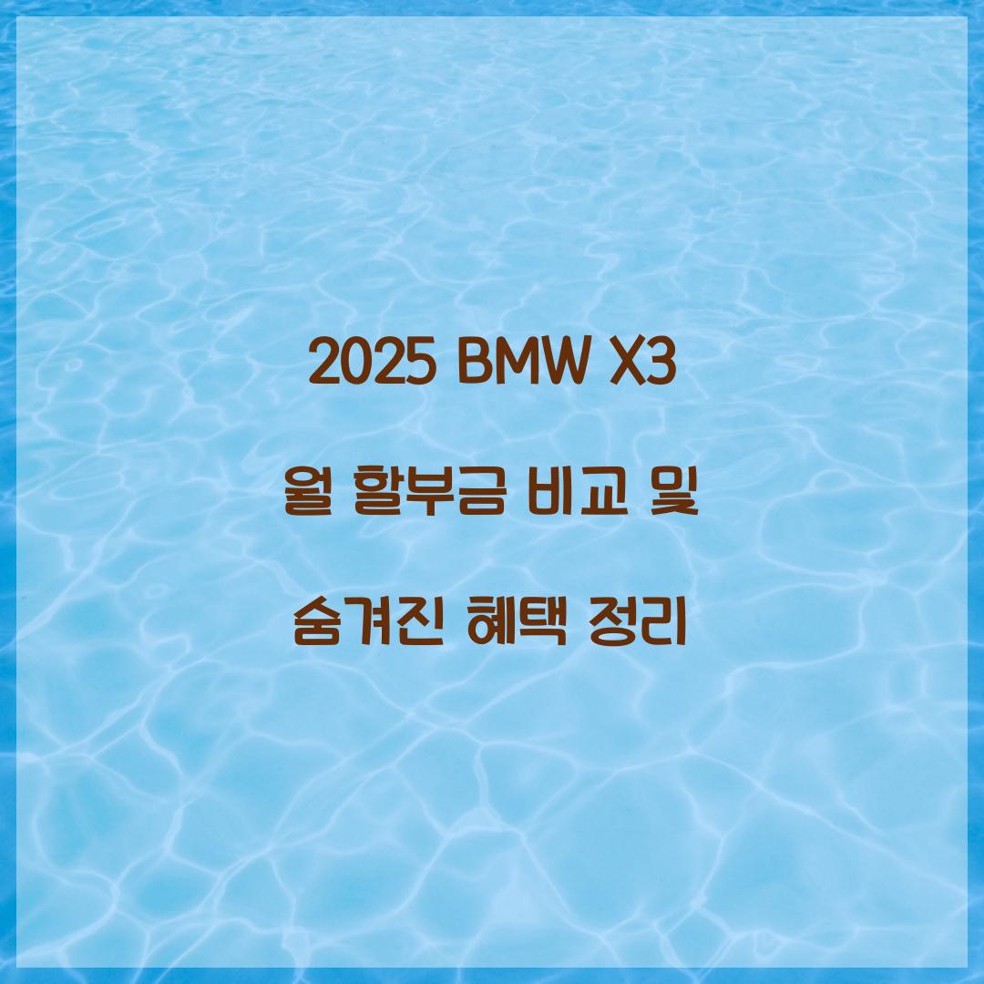 2025 BMW X3 월 할부금 비교