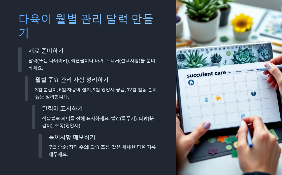 다육이 월별 관리 달력 만들기