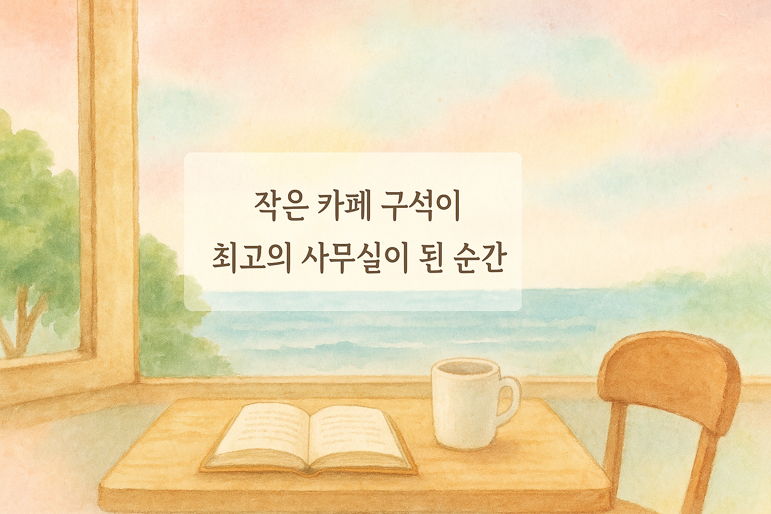 작은 카페의 바다 풍경