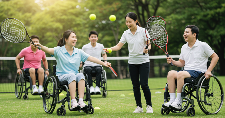 운동 중인 장애인들의 모습