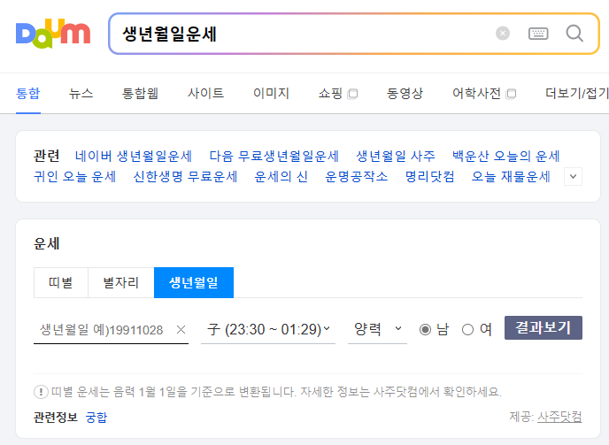 다음 신년운세