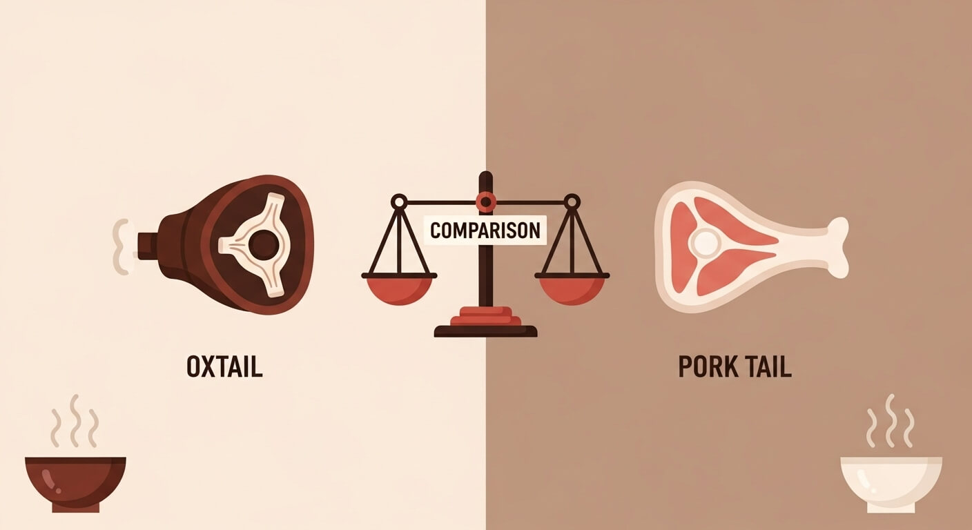 소꼬리와 돼지꼬리 비교 (영양성분, 조리법, 효능)