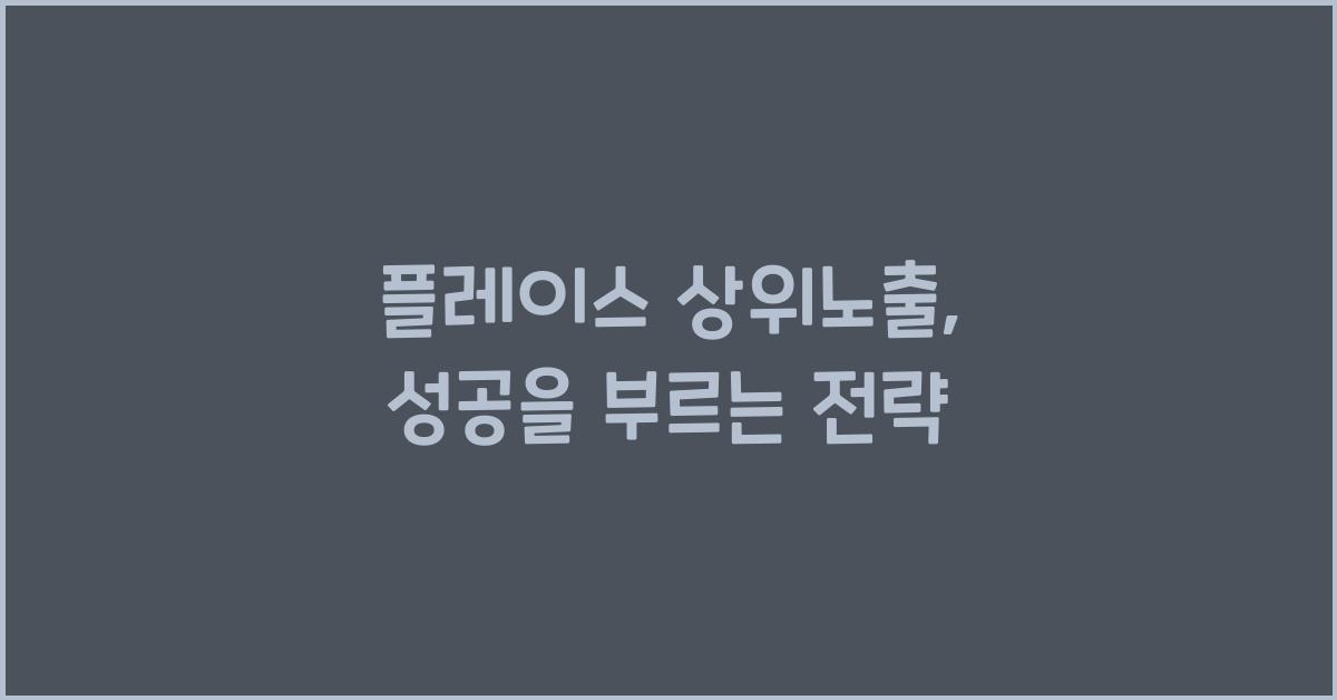플레이스 상위노출