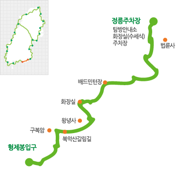 북한산둘레길 5구간 명상길 정릉주차장 형제봉입구 트레킹 등산 날씨 정보