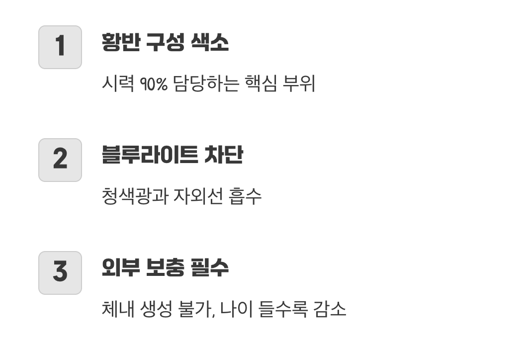 눈 속의 천연 선글라스&amp;#44; 루테인