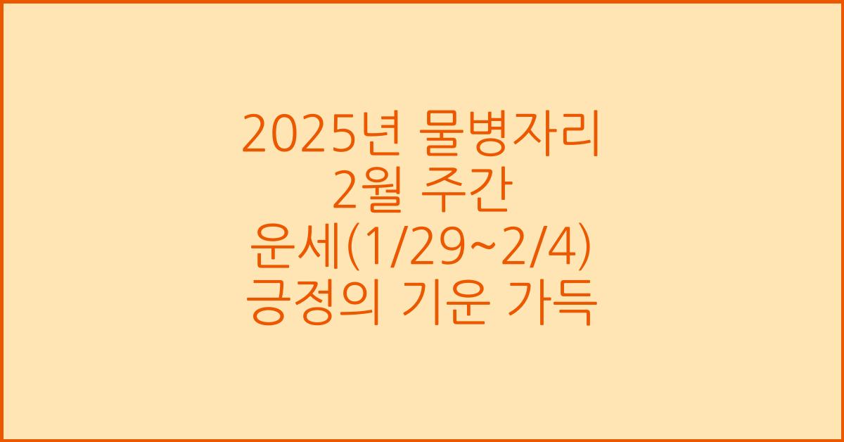 2025년 물병자리 2월 주간 운세(1/29~2/4)