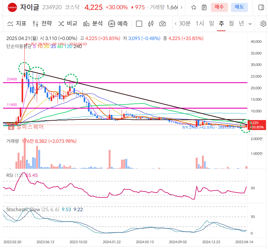 자이글 주봉차트