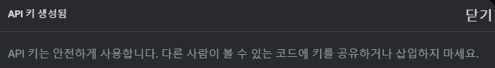 API 키 생성 문구