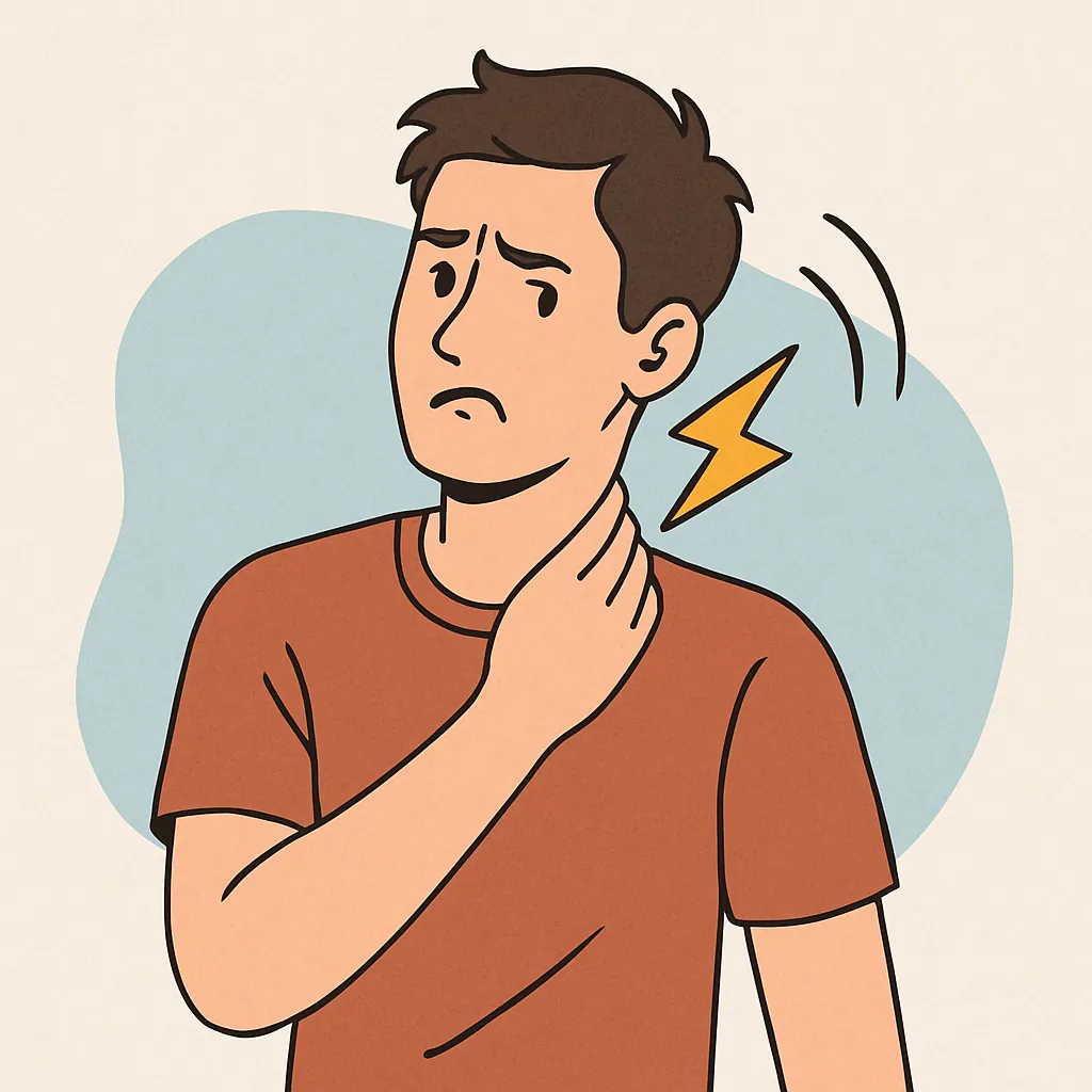 목을-돌릴-때-뚝-소리가-나서-놀란-표정을-짓는-남성의-일러스트