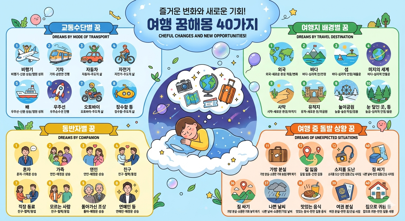 여행 꿈 : 가방 잃어버리는, 연예인과 여행 가는 꿈은 신분 상승 명예운의 징조인가?