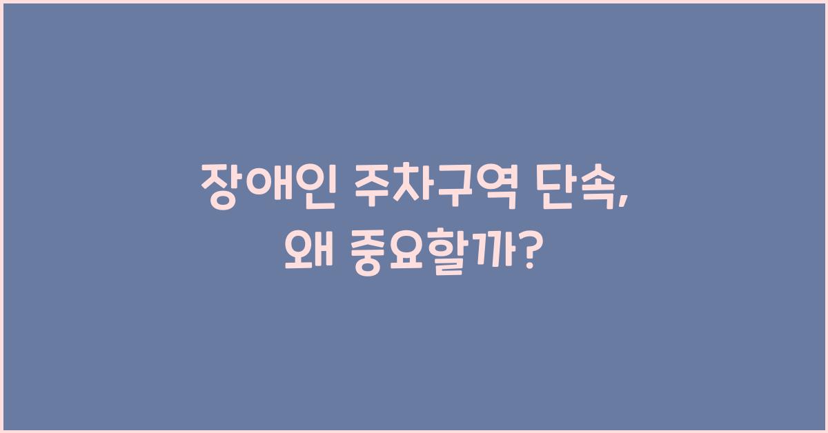 장애인 주차구역 단속