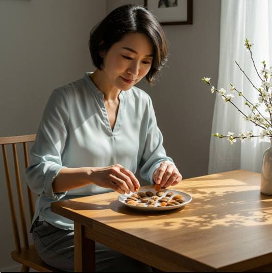 용각산 쿨 성분 행인 효능, 행인 차 만들기 위해 행인 손질하는 여성 사진