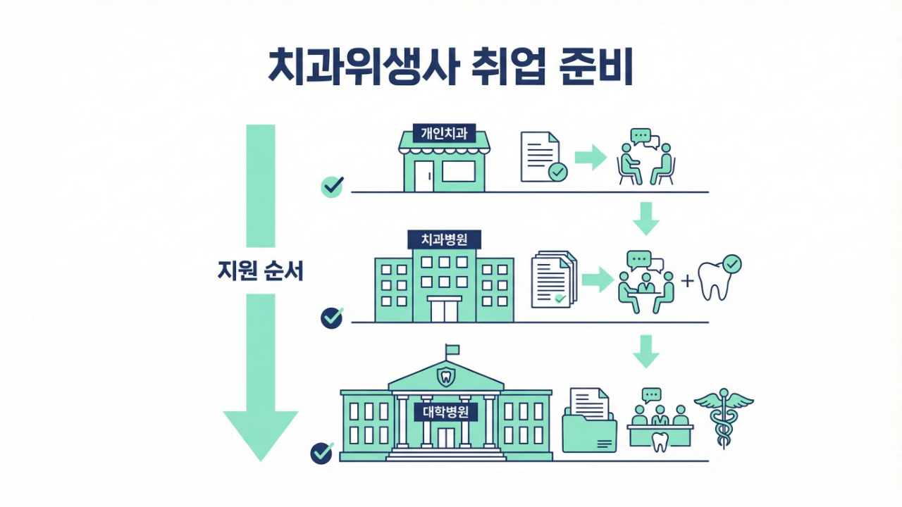 치과위생사 취업 준비 개인치과 치과병원 대학병원 지원 순서 보조이미지