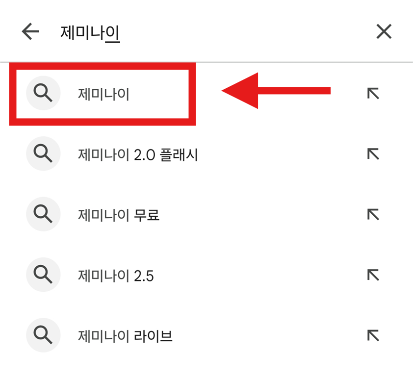 방법 5: '제미나이' 입력하고 선택하기