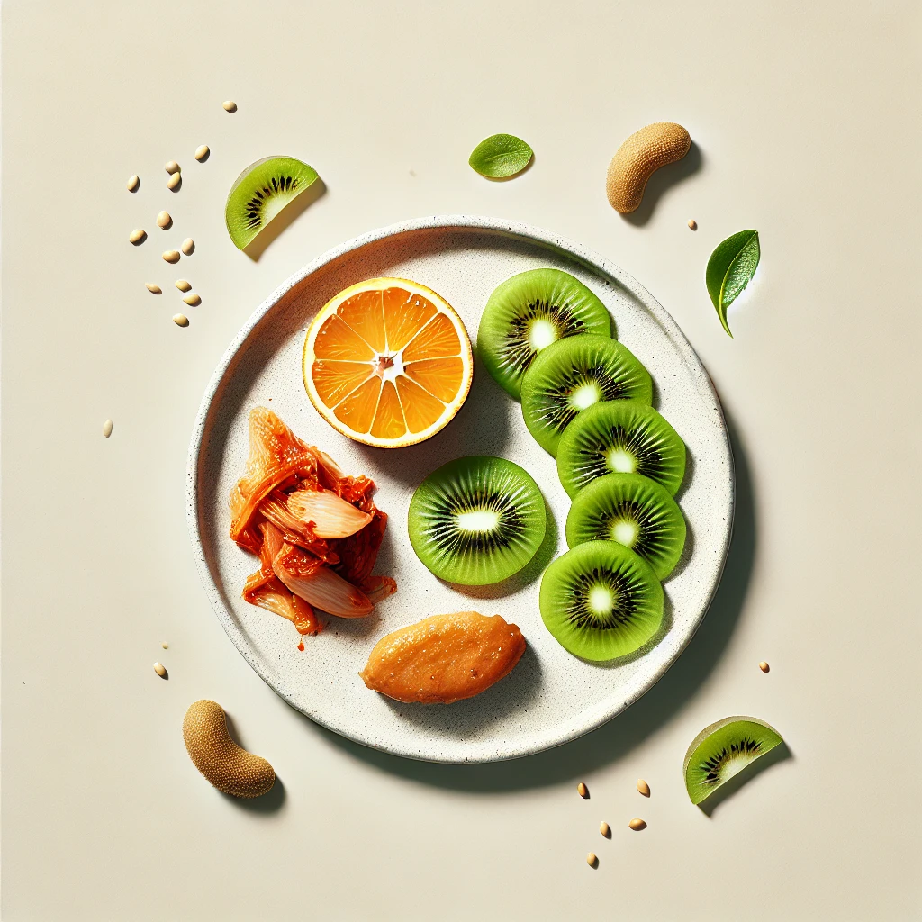 장내시경 3일 전부터 먹으면 안되는 씨앗 과일, 김치, 기름진 음식의 사진