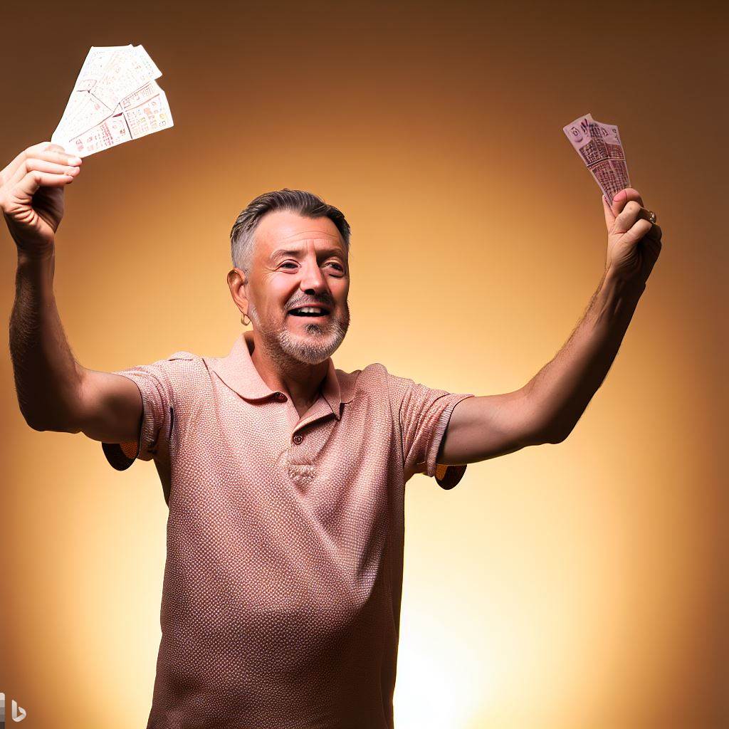 로또 당첨에 희열하는 남성