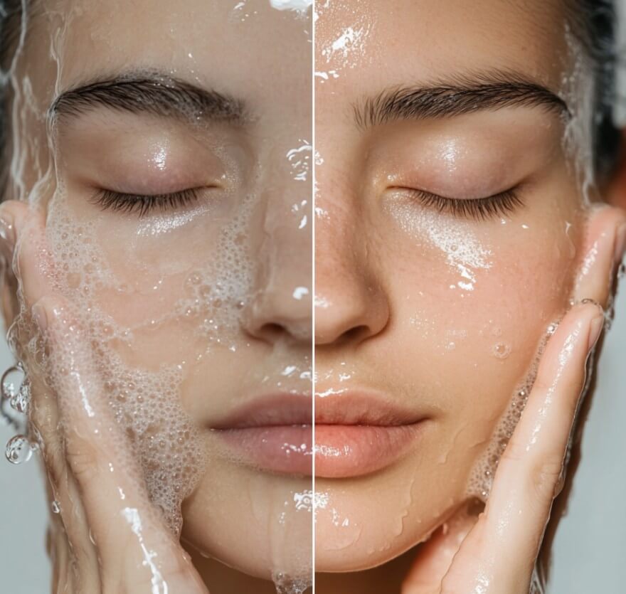 깨끗하게 세안하는 여성