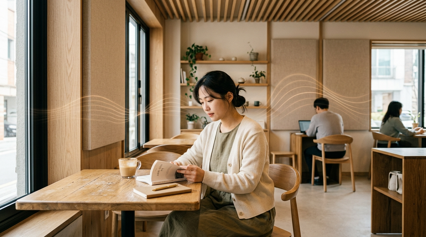 조용한 공간은 머무는 시간에도 영향을 줍니다.