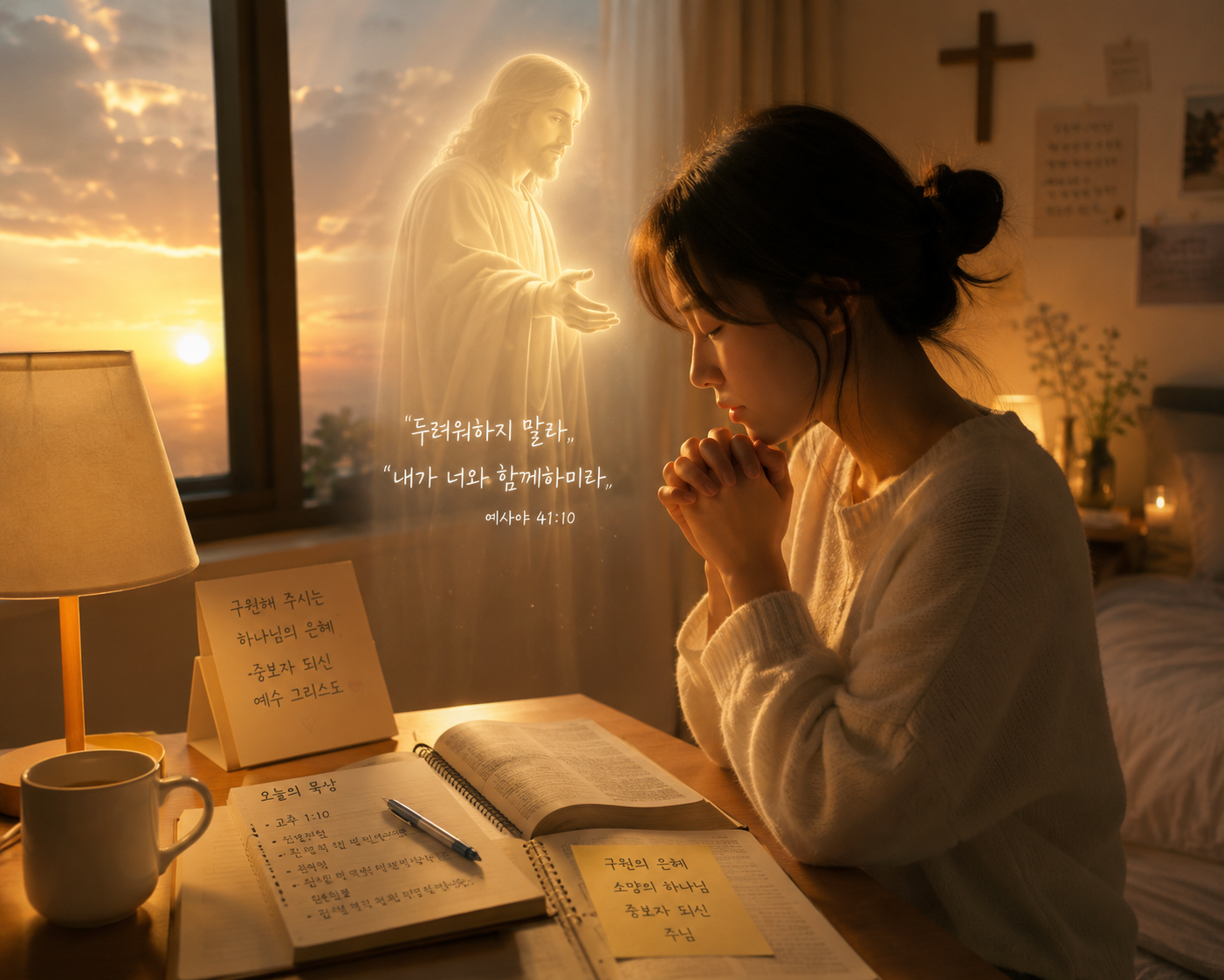 고후 1:10 말씀에서 구원해 주시는 하나님의 은혜를 기억하며 중보자 되시는 주님의 음성을 따라 구원의 소망을 가지고 살아가는 삶이 되도록 소망의 하나님의 묵상하는 시간을 갖는 모습입니다.
