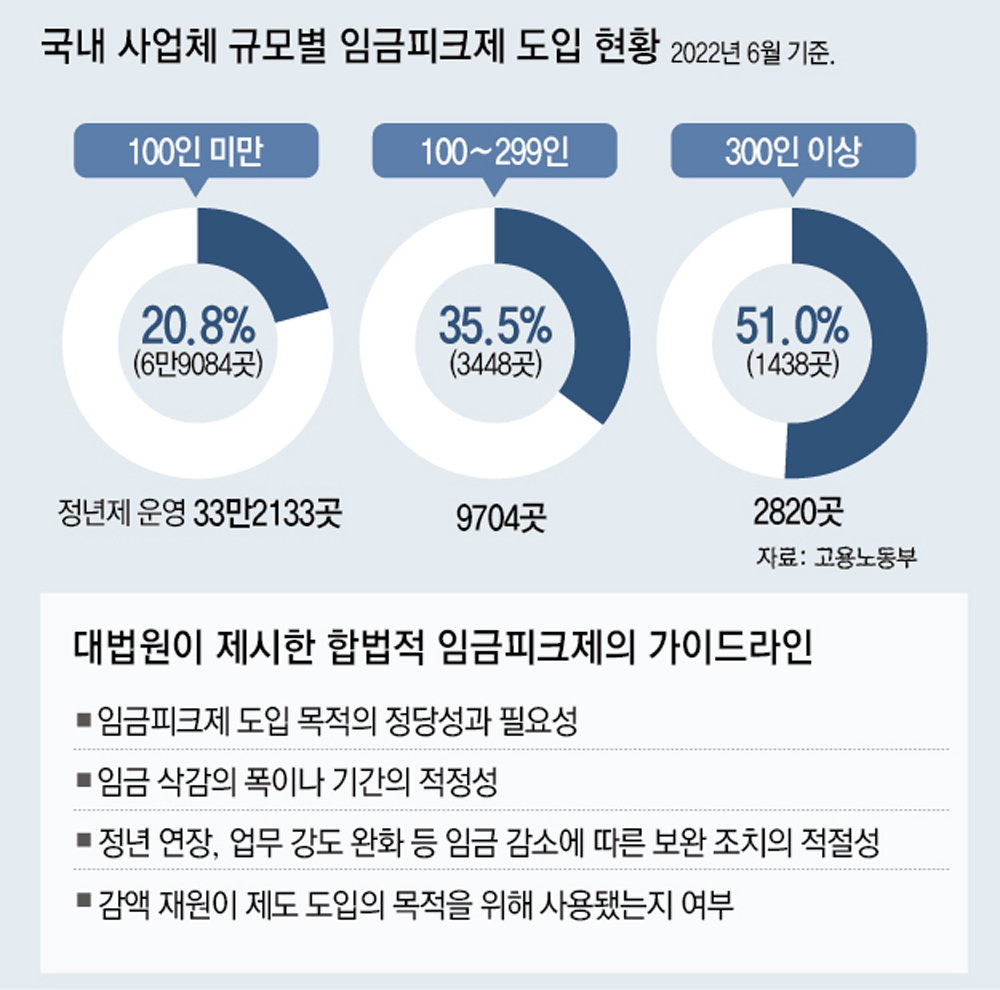 임금피크제 도입현황 (출처 : 동아일보)