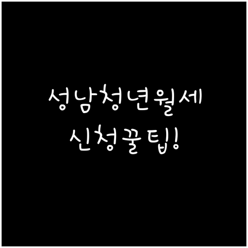 성남시 청년월세 지원 신청 방법과 제..